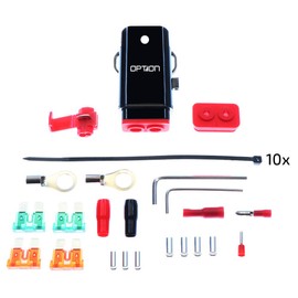 OPTION Car Fuse Holder up to 10 mm² – Waterproof Car Fuse for Power Amplifier with 6 or 10 mm² Cable, with Blade Fuses 30 A & 40 A