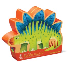 Crocodile Creek 36-Piece Jigsaw Floor Puzzle - Fun Floor Puzzles for Kids Ages 3-5 - Heavy-Duty Shaped Box for Storage - Dino Land - 27" W x 20" H Finished