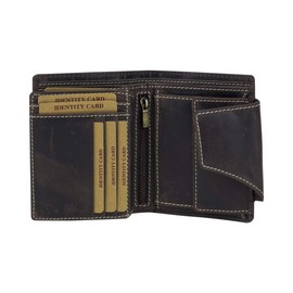 LEAS Herren und Damen Geldbörse mit Verschluss Geschenkbox Echt-Leder, braun Vintage-Collection