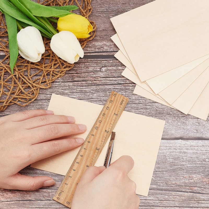 PandaHall Plywood Panels, 20 x 2 mm Basswood Blank Board,