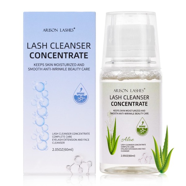 Lash Shampoo Concentrate 60 ml Lash Cleanser Concentrate Hyaluronic Acid Oil-Free Perfect for Salon-Get Better Eyelash Cleaning and Eyelash Extension Experience (Update Aloe)