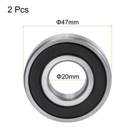 TA-VIGOR 2Pcs 6204-2RS Deep Groove Ball Bearings, Z1 20mm x 47mm x 14mm Double Sealed Industrial Bearings, Chrome Steel Skateboard Bearings for Motor Electrical Instrument Equipment