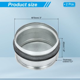 PATIKIL 3 Inch Metal Tee Cap, 2 Pcs Galvanized Steel Duct End Cap Dry Vent Cover Ducting Sealing Tee Plug with Rubber Gasket for HVAC Systems Indoor and Outdoor Use