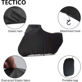 TECTICO Indoor Motorcycle Cover Elastic Breathable Soft Stretch M Full Protection for Garage Motorcycle Show, Black, 86 x 37 x 43 Inches
