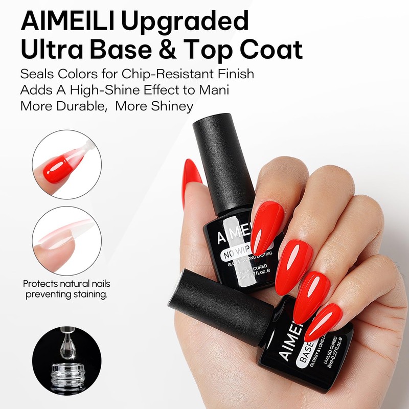 AIMEILI Builder Gel Top Coat Base Coat 4 x 8ml