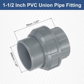 sourcing map PVC Union Pipe Fitting, 1Pcs 1-1/2" PVC Slip Union Coupling Adapter with O-Ring, Slip Socket Port Connection for Swimming Pools and Outdoor Plumbing Applications (Grey)