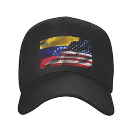 Venezuela Venezuelan and USA American Flag Baseball Cap for Men Women Adjustable Classic Dad Hat Trucker Cap for Running Outdoor Activities Snapback Hat