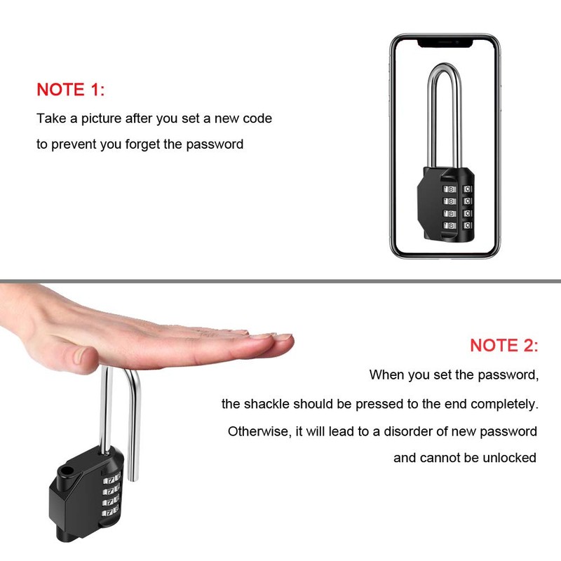 2 Pack disecu 2.6 Inch Long Shackle Combination Lock, 4