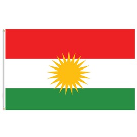 Lixure Kurdistan Flag 120 x 180 cm Kurdish Flag Yellow 21-Beam Sun Polyester Digital Print Vivid Colour Fade Resistant Double Stitched with Brass Eyelets for Garden Indoor Outdoor Use