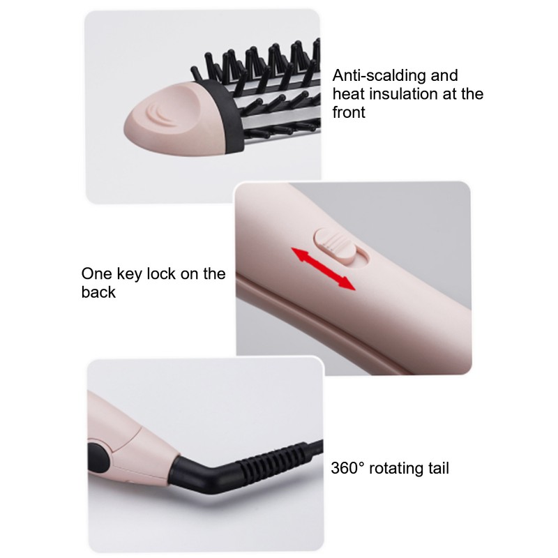 2‑in‑1 Hair Straightener Flat Iron Hot Round Brush Hair Straightening