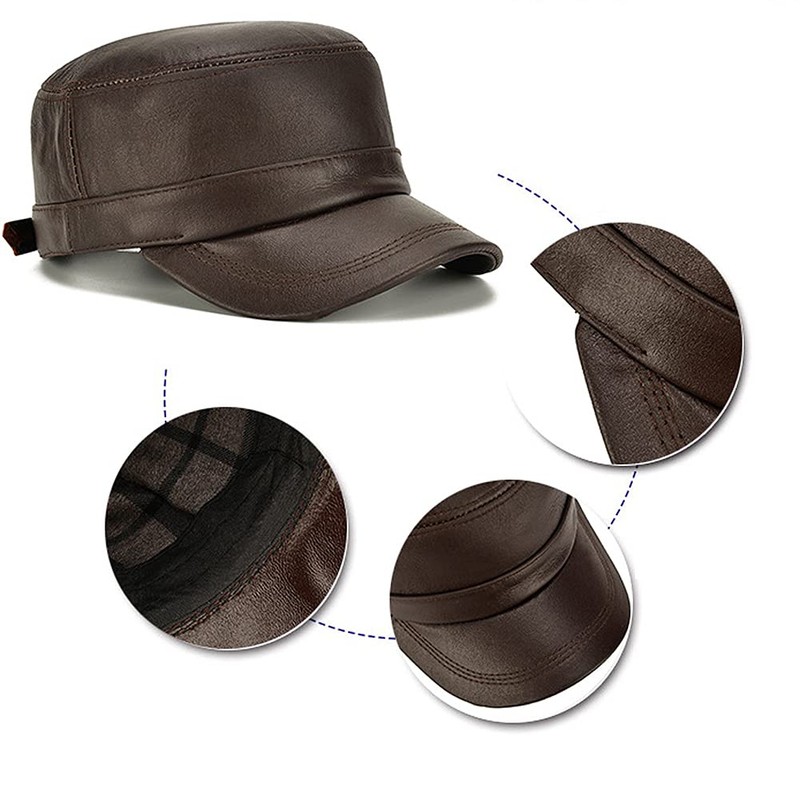 ANMIDA 100% Cowhide Cap, Leather, Work Cap, Men's Cap, Genuine
