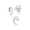 Small Silver Studs Earrings - Half Moon Earrings - Sterling