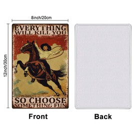 SUPERDANT Western Cowgirls Metal Signs Cowgirls and Horse Tin Signs Cowboy Vintage Tin Signs Vintage Wall Art Funny Retro Decor for Bar Man Cave Farmhouse Living Room Bedroom Retro Metal Decor