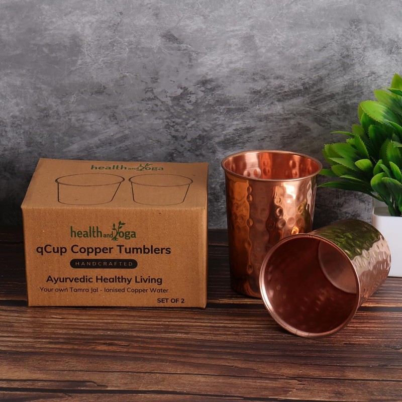 qCup Hand Hammered Copper Tumblers - Ayurvedic Health Pure Copper