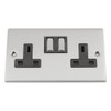 Double Plug Socket 2 Gang - Satin Chrome - Square