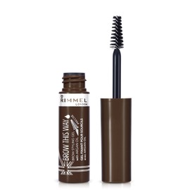 Rimmel London Brow This Way Brow Styling Gel with Argan Oil, Tames and Sets Brows, Dark Brown, 5 ml