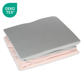 Schlummersack Fitted Sheet 60 x 120 cm - 70 x 140 Pack of 2 Pink/Grey, 100% Cotton, Oeko-Tex, Bed Sheet for Baby and Cot