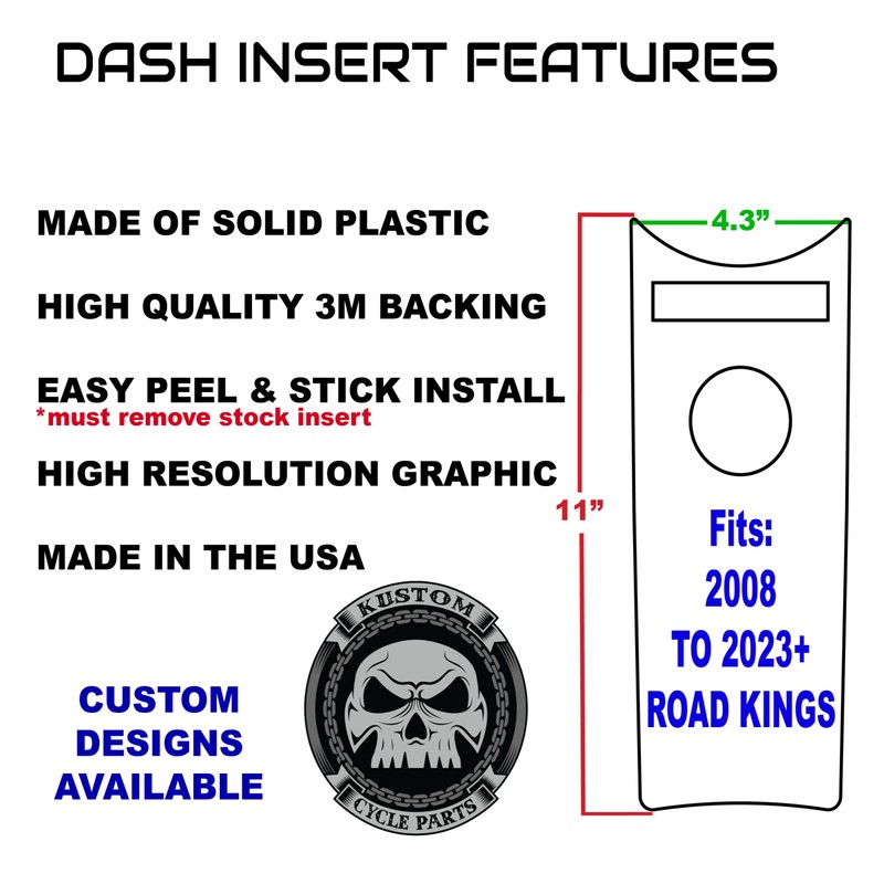 Kustom Cycle Parts Aftermarket Raising The Flag Plastic Dash Panel