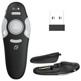 QUI Presentation Clicker Wireless Presenter Remote Clicker for PowerPoint Presentation Remote, USB Black PowerPoint Slide Advancer for Mac/Windows/Linux, Google Slide/PPT/Keynote