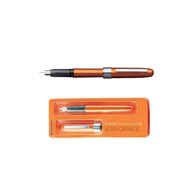 PLATINUM Plaisir PGB-1000#25 Fountain Pen/Nib Thicknesses: Fine/Colour: Nova Orange/Handmade/Plastic Packaging/Fountain