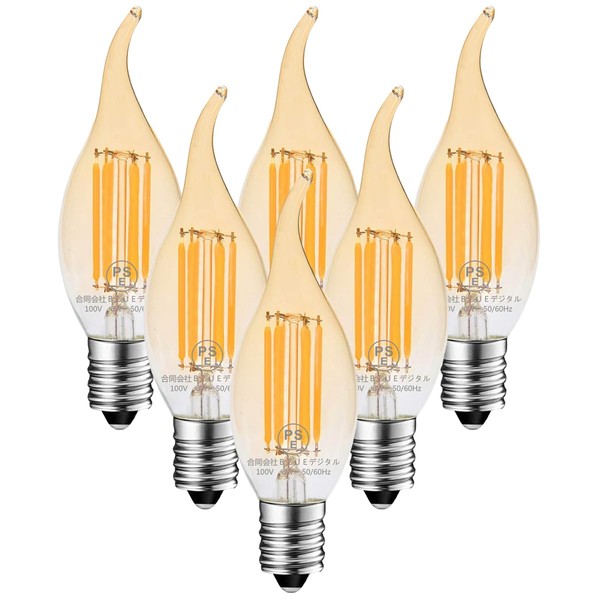 ZYYRSS Chandelier Bulb, LED Edison Bulb, 6W Filament, E17 Base, 2700K Light Bulb Color, 60W Equivalent, 720lm, Candelabra Style, Retro Bulb, High Color Rendering Type, PSE Certified, Brown, Non-Dimmer, Pack of 6 (E17 Base)
