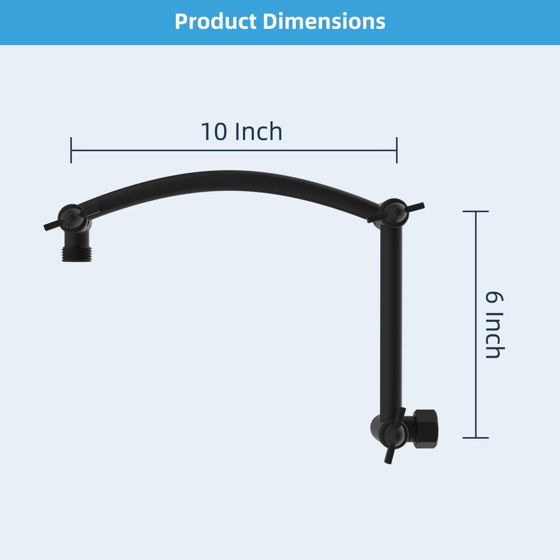 Hibbent All Metal 16'' Shower Head Extension Arm, Solid Brass