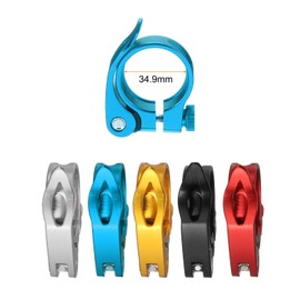 sourcing map Bike Seat Post Clamp 34.9mm Bicycle Clamp Aluminum Alloy Quick Release Seat Post Collar for Diameter 30.4 to 31.6mm Bicycle Mountain Road Bike Tube, Blue