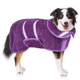 Dog Bathrobe Super Absorbent Dog Towels for Drying Dogs Large Quick Drying Dog Robes for After Bath Soft Dog Drying Towel Adjustable Dog Drying Coat to Keep Dog Warm(S-XXL)