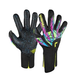 Reusch Attrakt Fusion Strapless AdaptiveFlex Goalkeeper Gloves, Black/Safety Yellow, Size 8