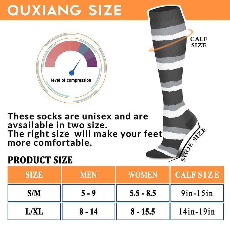 Compression unisex Socks (022 Black/Pink/Black/Pink/Grey/White/Black/Pink, Large-X-Large)