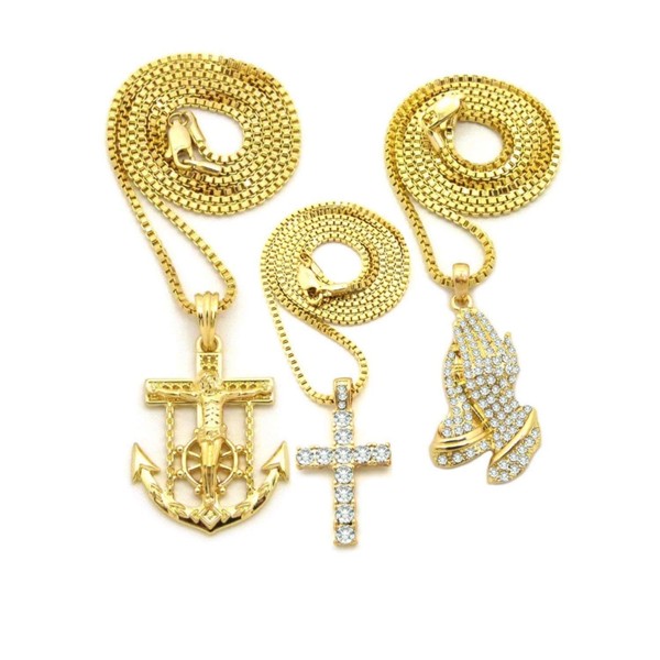 Shiny Jewelers USA Mens Jesus Anchor Cross Ankh Charm Pendant