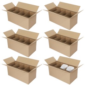 Fuyoooo 6 Sets Dish Packing Box 24 x 12 x 11 Inches Kitchen Moving Boxes Kit Glassware Packing Boxes Dish Packing Supplies for Moving Dishes and Glassware