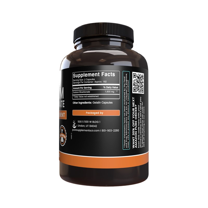 Pure Original Ingredients Sodium Bicarbonate (365 Capsules) No Magnesium Or