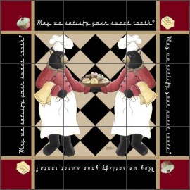Artwork On Tile Ceramic Tile Mural Backsplash Kitchen Jensen Lodge Art Bears DJ035 - 12" x 12" on 6" tiles