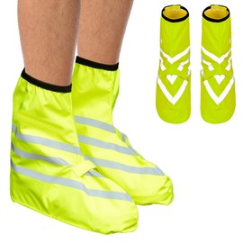 ANEETAFAN Reflective Waterproof Overshoes Bicycle Rain Overshoes Shoe Covers Bike Gaiter Reusable Foldable Outdoor Snow Windproof Bike Shoes Covers Protection from Rain and Dirt (Large)