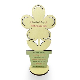 In Memory of Mum,Mum Memorial Gifts,Mothers Day Gift Plaque Grave Ornaments from Daughter Son,Wooden Flower Mummy Presents for Best Mum