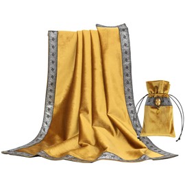 DOARLUO Tarot Cards Bag Tablecloth Table Altar Cloth Witchcraft Astrology Divination Non-Slip Mat Square 25.6 * 25.6 inch (Gold)