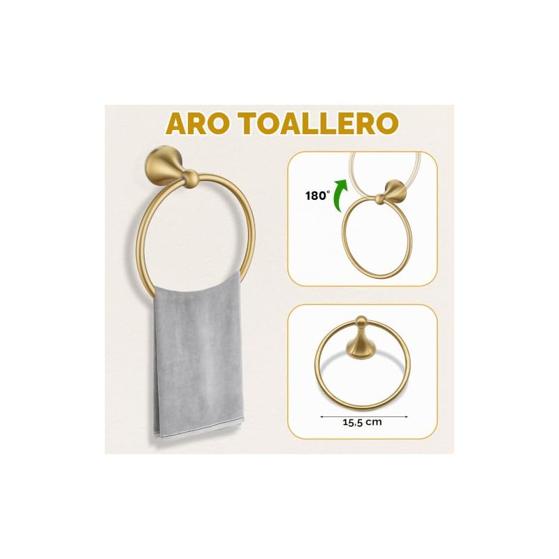 Juego de accesorios de baño de oro cepillado, juego de