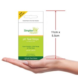 [Double Pack 200 Strips] Simplex Health pH Test Strips pH 4.5 - pH 9.0 for Urine and Saliva with Dual Pad