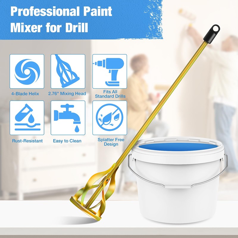 Youtex Paint Mixer for Drill, Upgraded 4-Blade 2.76" Helix Mixing