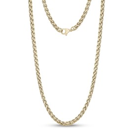 Cadoline Gold 316L Stainless Steel Men's Spiga Chain Necklace Jewellery Wheat Braid Rope 8mm 20 Inch