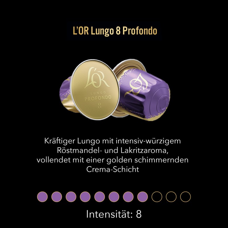L'OR Lungo Profondo 8 Coffee Capsules Nespresso®* Compatible (20 Coffee