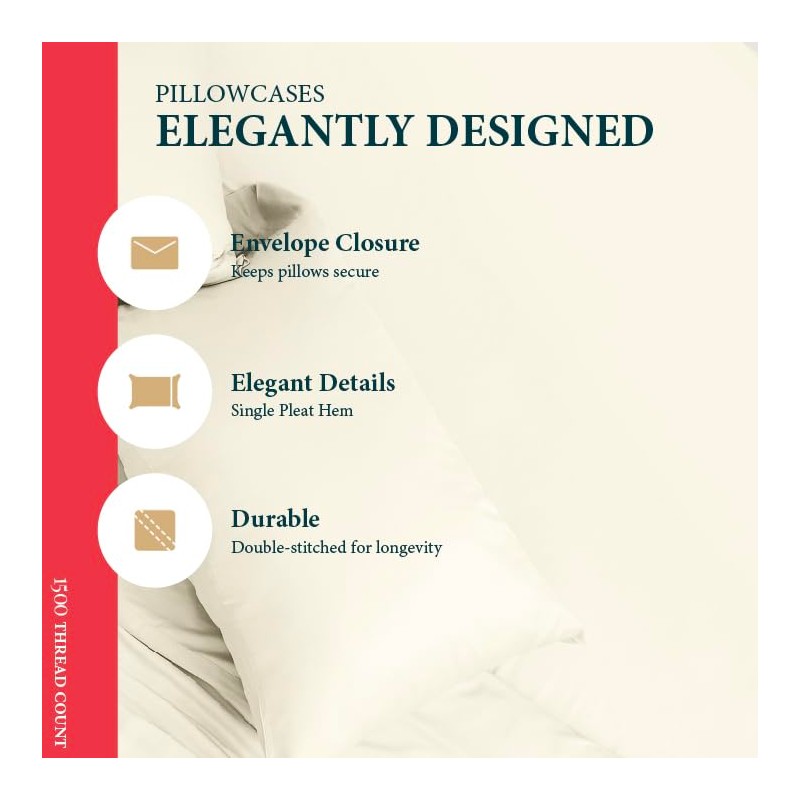 Ashton Sheets 100% Egyptian Cotton Sheets Queen Size - 1500