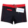 Aquarti Men's Swimming Trunks Short with Contrast Piping, 010 Black/Red