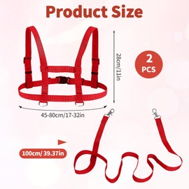 Pack of 2 Horse Lead for Children, Children's Lead Horse Harness for Children to Play Saddle Wooden Horse Accessories Game Horse Lead Climbing Harness Horse Toy Lead for Boys Girls Red