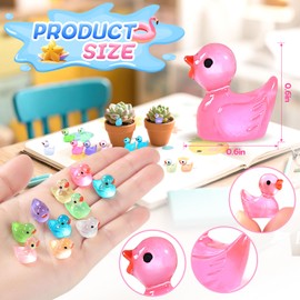 EKisemio 120pcs Luminous Mini Ducks, 10 Colors Tiny Ducks to Hide Little Duckies Glow in The Dark for Miniature Fairy Garden Accessories Micro Landscape Aquarium Ornaments Kit Dollhouse Decor Crafts