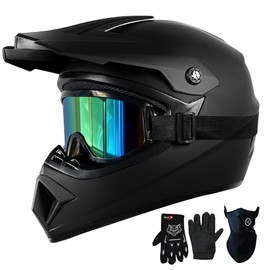 Loyoriwy for Kids 4-16 DOT Youth Dirt Bike & ATV Helmet,Full Face Motorcycle Helmet for Four Wheeler, Motocross, BMX. MXUTV, Snowmobile, Go Kart, Racing,Skateboard,（ Matte Black，S）