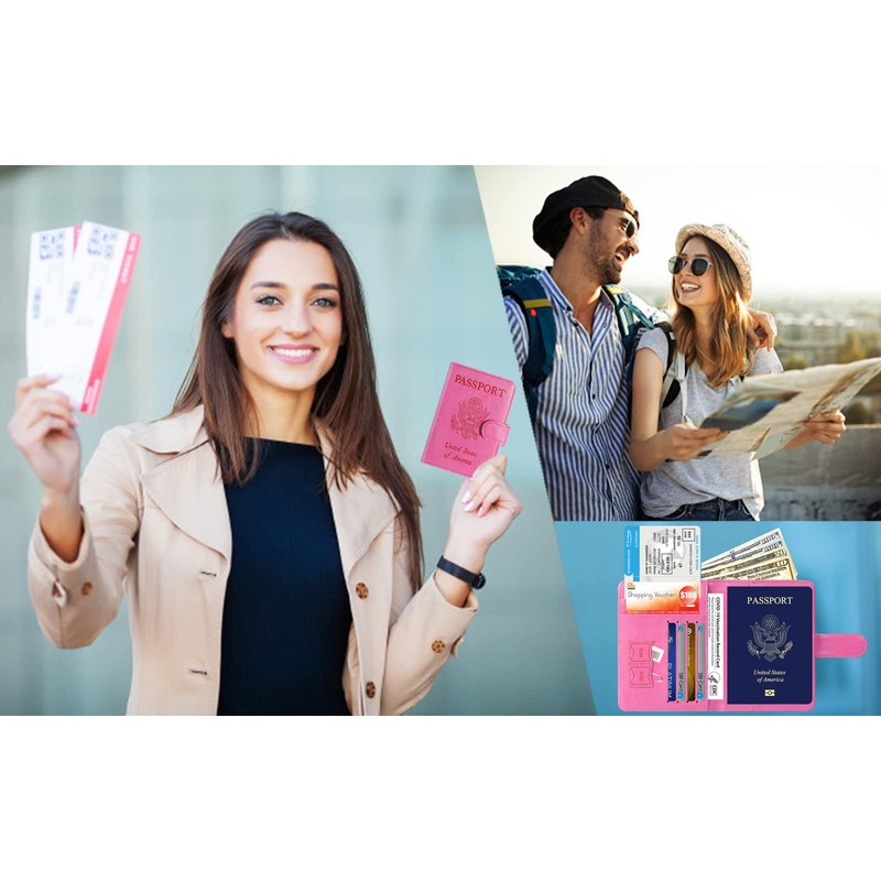 Funda para pasaporte con bloqueo RFID, funda de piel para