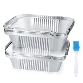 iguTrail Pack of 30 Grill Aluminium Trays, Aluminium Grill Trays, Aluminium Drip Trays, Casserole Dish with Lid, Aluminium Foil Bowls Container for Baking, Roasting, Cooking - 600 ml