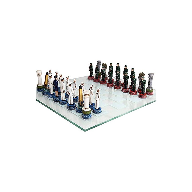 Pacific Giftware US Army vs Navy Military Chess Set, Hand